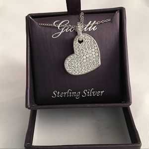 Gioielli Sterling Silver CZ Faceted Heart Necklace